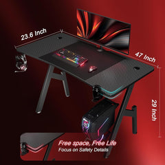 Gaming bureau - Gaming desk - Gaming tafel - 120x60 cm - Zwart - HLDIRECT