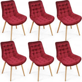 Eetkamerstoelen - Set van 6 - Velvet - Fluweel - Rood - Miadomodo