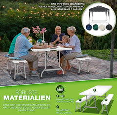 Picknicktafel - Campingtafel - Biertafel - Opvouwbaar - 180 cm - Wit - Tillvex®