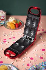 Trebs Snackmaker - Wafels Donuts Cake Pops Koekjes en meer - 6-in-1 Wafelijzer met recepten - 99356 - Rood