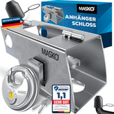 MASKO® Aanhangerslot met scharniersysteem - Diefstalbeveiliging - Zilver
