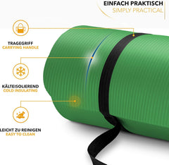 Yogamat - Fitness mat - Sportmat - Yoga mat extra dik - Groen - TRESKO