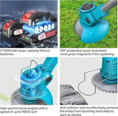 Grastrimmer met accu - Kantenmaaier - Bosmaaier - Blauw - X-COTEC •