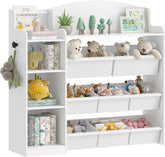 Kinderrek - Boekenrek - Speelgoedrek - 30x110x104 cm - Wit - Hzuaneri