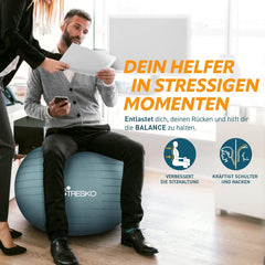 Fitness bal - Yoga bal - Pilates bal - Zwangerschapsbal - 75cm - Grijs