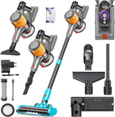 KESSER® Accustofzuiger draadloos tot 60 min. looptijd & stil | accustofzuiger met led-display, stofzuiger zonder zak, met anti-klit-vloerborstel voor harde vloeren, tapijt + geurschijf, HEPA-filter