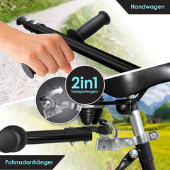 KESSER® Fietsaanhanger - Transportaanhanger - Max. 60kg - Zwart •