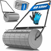 KESSER® Gazonwals, metaal, te vullen met water of zand, met 48 liter inhoud en 60 cm breed, inclusief 5 x spikes en handschoenen, handwals, gazonroller, akkerwals, in antraciet