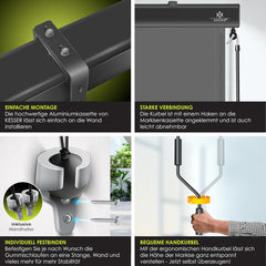 KESSER® Klemluifel - Balkonluifel - Zonwering - 160x250cm - Grijs