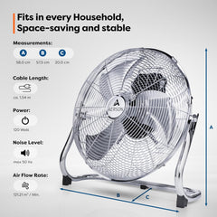 Aerson Vloerventilator - 50cm - 3 standen - 120W - Zilver