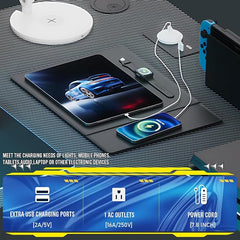 COMHOMA L-vormig gamingbureau, hoekbureau met opbergplanken, computertafel met USB-oplaadpoort en stopcontact, 140 x 80 x 74 cm (H) voor gamen en werken (zwart)