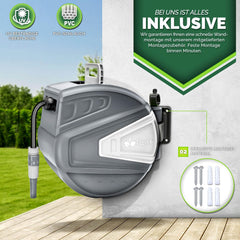 Wandslangenbox - Tuinslanghaspel - Tuinslang met haspel - 20 meter - Grijs