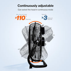 Vloerventilator - 40 cm - Industriele ventilator - Zwart - AERSON