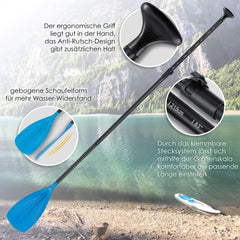 KESSER® Paddle - 3-delig voor kajak SUP stand-up paddling board, steekpeddel, verstelbare telescopische peddel, 165 cm - 215 cm aluminium voor stand-up peddel, kajakken, surfboard, boot, anti-slip