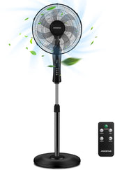 Aigostar Statiefventilator - Ventilator Staand - Verstelbaar - 50W - Zwart •