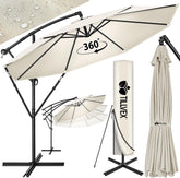 Tillvex® Parasol - Zweefparasol - Ø350cm - 360° Draaibaar - Beige