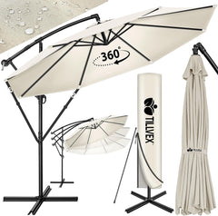 Tillvex® Parasol - Zweefparasol - Ø300cm - 360° Draaibaar - Beige