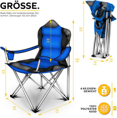 Campingstoel - Visstoel - Vouwstoel - Kampeerstoel - Opvouwbaar - Blauw - Tresko®