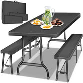 Picknicktafel - Campingtafel - Biertafel - Opvouwbaar - 180 cm - Antraciet - Tillvex®