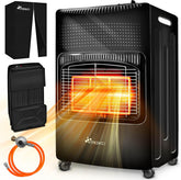 TRESKO Gasverwarming, 4200 watt, incl. gasdrukregelaar, gasslang + afdekking, gasverwarming, gaskachel met 3 standen, infrarood gaskachel (zwart)