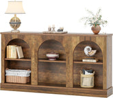 Tribesigns Boerderijconsoletafel, 160 cm lange haltafel met 3-traps opbergruimte, houten rechthoekige banktafel achter de bank voor ingang, hal, woonkamer, bruin