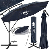 Tillvex® Parasol - Zweefparasol - Ø350cm - 360° Draaibaar - Blauw