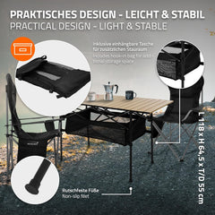 Inklapbare tafel - Campingtafel inklapbaar - Klaptafel - 118x55x64,5 cm - Hauki