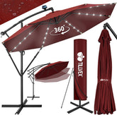 Zweefparasol - Tuinparasol - Parasol - Met voet - 350 cm - Met Parasolhoes - Rood - Tillvex