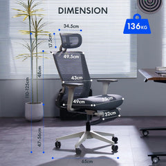 Ergonomische Bureaustoel - Office Chair - Gamestoel - Volwassenen - Grijs - OS1G - FLEXISPOT