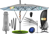 Zweefparasol - Tuinparasol - Parasol 460x270 cm - Met voet - Met Parasolhoes - Grijs - KESSER®