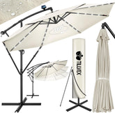 Tillvex® LED Parasol - Zweefparasol - Ø350cm - 360° Draaibaar - Beige