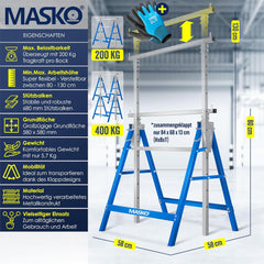 MASKO® Schraag - Telescopisch Werkbok - Hoogte verstelbaar - Blauw