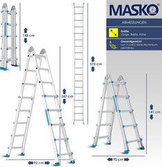 MASKO® Multifunctionele ladder - Vouwladder - 4x5 Treden - Zilver