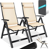 Tuinstoelen verstelbaar - Ligstoel - Set van 2 - Beige - KESSER®