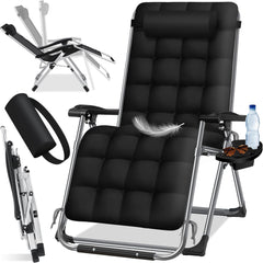 Tuinstoel - Ligstoel - Verstelbaar - Opvouwbaar - Zwart - KESSER®