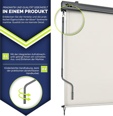 Tillvex® Klemluifel - Balkonluifel - Zonwering - 140x250cm - Beige