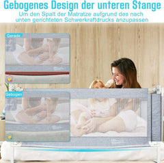 Bedhekje - 200 cm - Bedrand - Bedrail - Bedrek - Grijs - Aufun