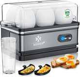 KESSER® Eierkoker voor 1 tot 6 eieren, elektrisch van roestvrij staal, 400 W met warmhoudfunctie, tuimelfunctie, drie hardheidsgraden, BPA-vrij en vaatwasmachinebestendig, maatbeker en 2 x