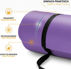 Yogamat - Fitness mat - Sportmat - Yoga mat extra dik - Lila - TRESKO