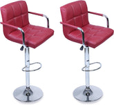 Barkrukken set van 2 - Barstoel met rugleuning - Barkruk - Barstoelen - Rood - TRESKO®