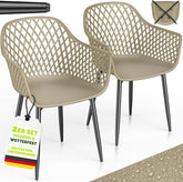 Tuinstoelen - Weerbestendig - Met armleuning - Set van 2 - Beige - Tillvex®