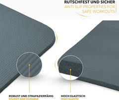 Yogamat - Fitness mat - Sportmat - Yoga mat extra dik - Donkergrijs - TRESKO