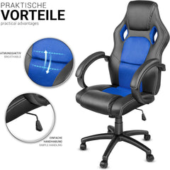 Ergonomische Bureaustoel - Office Chair - Gamestoel - Volwassenen - Blauw - TRESKO