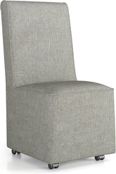 COSTWAY Eetkamerstoel, gestoffeerde stoel, accentstoel, keukenstoel, met weerstandswielen en afneembare overtrek, 47 x 60,5 x 98 cm, grijs