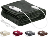 Arebos Elektrische deken van pluche, 200 x 180 cm, elektrische warmtedeken met automatische uitschakeling, machinewasbaar, timer, oververhittingsbeveiliging, voorverwarmingsfunctie, 9 warmtestanden,