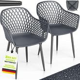 Tuinstoelen - Weerbestendig - Met armleuning - Set van 2 - Grijs - Tillvex®
