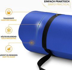 Yogamat - Fitness mat - Sportmat - Yoga mat extra dik - Donkerblauw - TRESKO