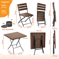 KESSER® Bistroset 2 Persoons - Tuinstoelen - Tuinset - Bruin