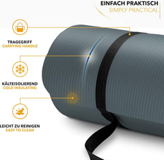 Yogamat - Fitness mat - Sportmat - Yoga mat extra dik - Grijs - TRESKO