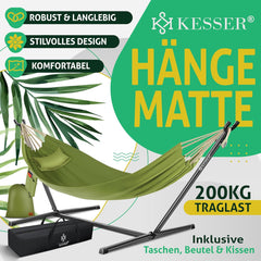KESSER® XXL Hangmat 2 personen - Tot 200kg - Metalen Frame - Khaki